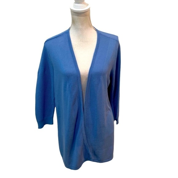 Chicos v neck longline open front lightweight periwinkle blue cardigan large - Picture 1 of 10